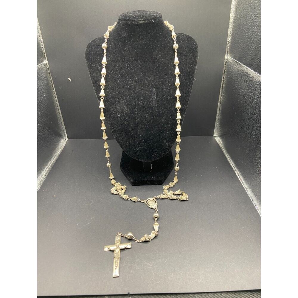 VTG Creed Sterling Silver 925 Catholic Rosary Crucifix Pendant Necklace